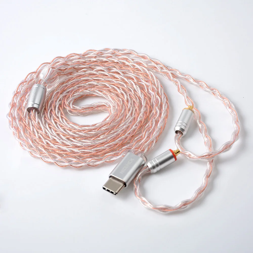 NICEHCK 8 Core Copper Silver Mixed Cable Upgrade TypeC/Type-C/3.5/2.5/4.4mm MMCX/2Pin For TRNV90 ZSX CCAC12 NICEHCK NX7 Pro/DB3