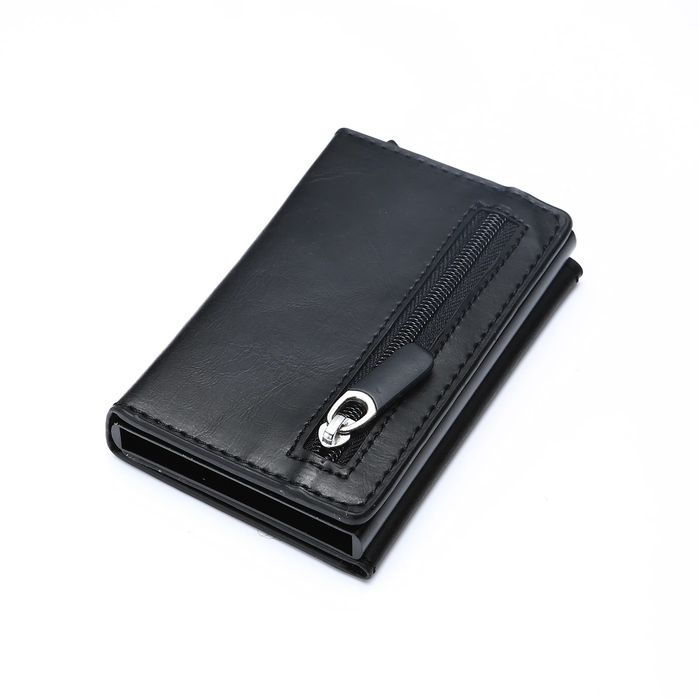 BISIGORO Rfid смарт-кошелек кредитный держатель для карт металлические тонкие мужские кошельки Pass secret pop up минималистичный кошелек маленький черный кошелек - Цвет: x-52 black ch