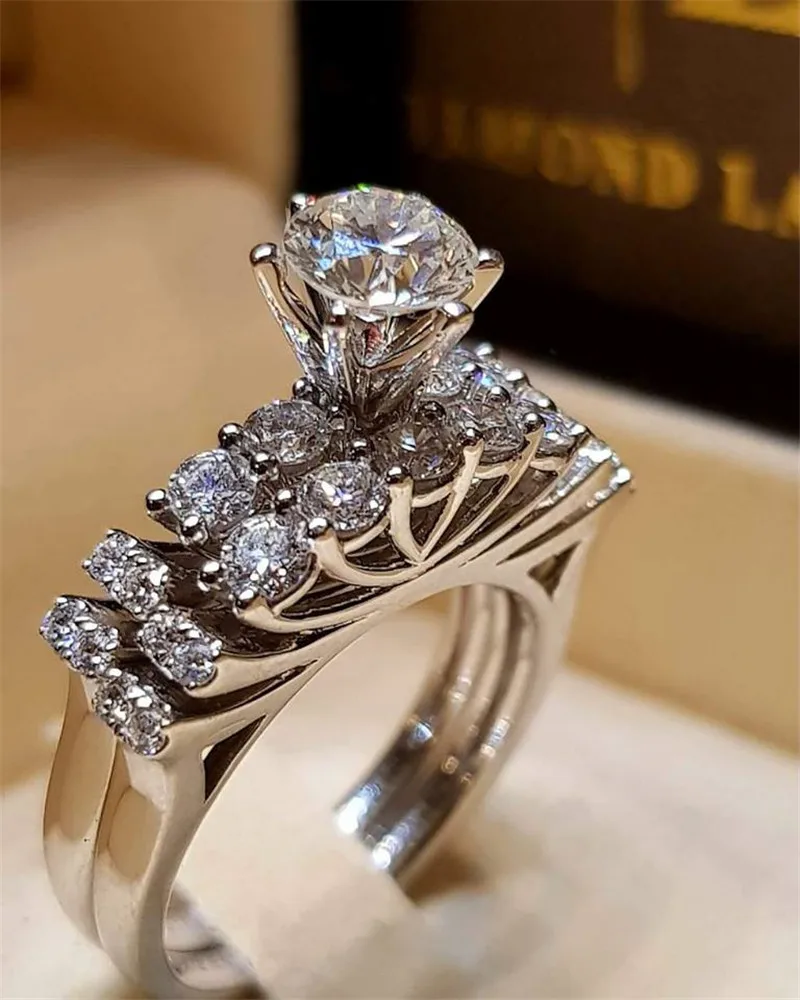 Mostyle классическое обручальное кольцо набор AAA белый кубический циркон Женское Обручальное кольцо CZ кольца ювелирные изделия