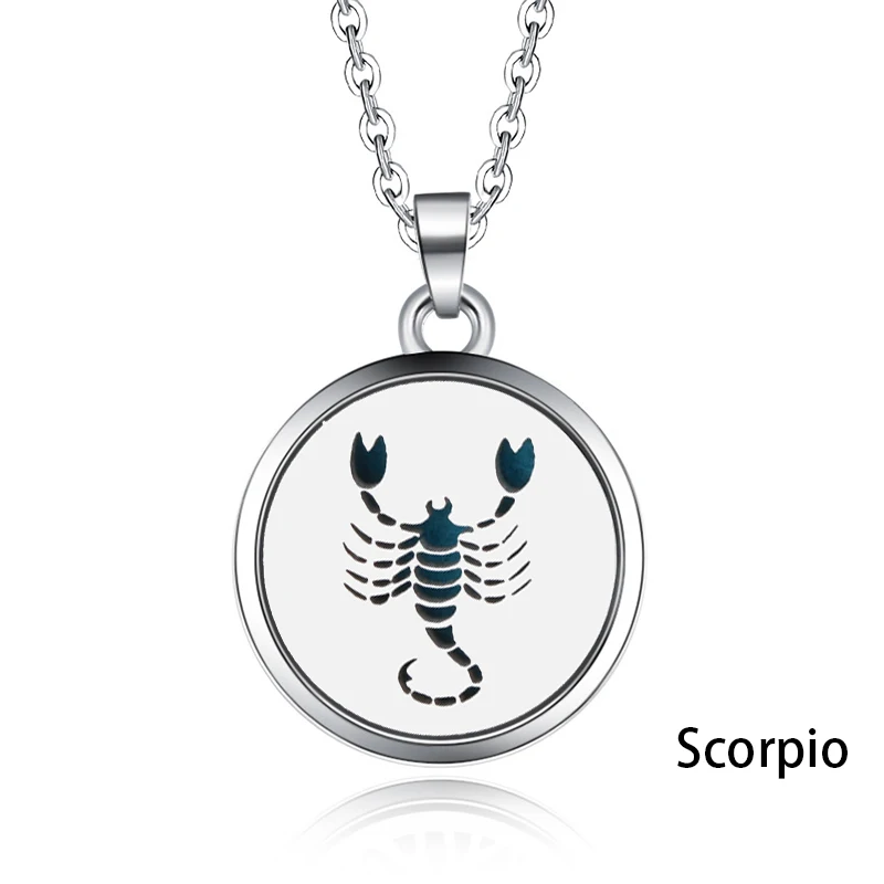 

Scorpio pattern Aroma Diffuser Necklace Locket stainless steel Pendant Perfume Oil Locket Send a mat Dropshipping