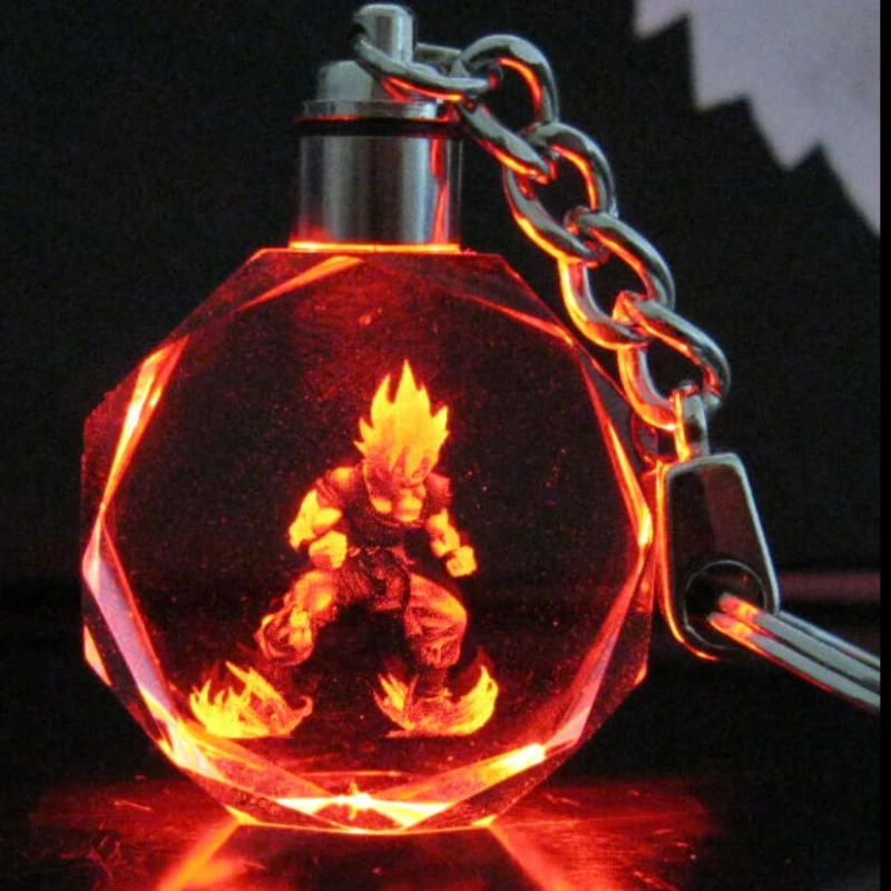 

Dragon Ball Dragonball Z Son Saiyajin Goku Crystal Key Chain Change Color LED Light Pendant + JEWELRY Box