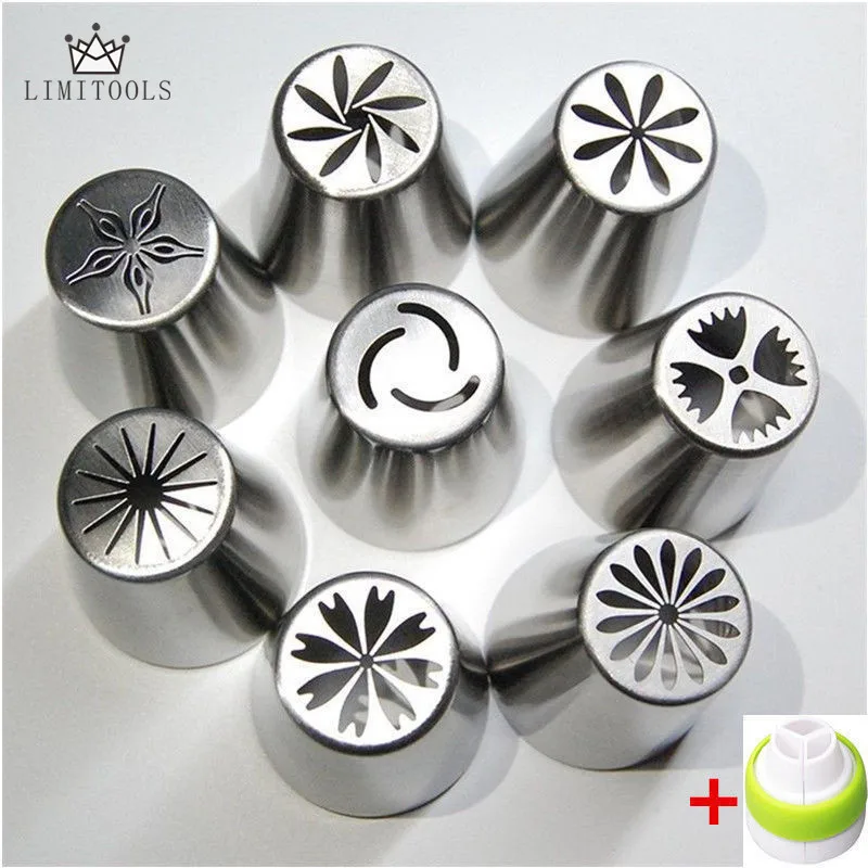 

LIMITOOLS 8pc Russian Tulip Flower Icing Piping Nozzles Cake Decoration Tips Baking Tools Tri-color coupler