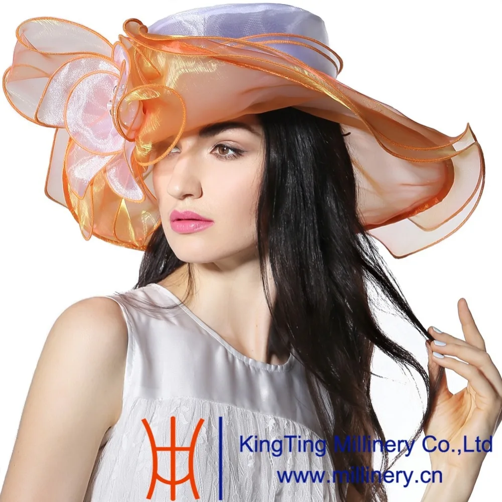June'syoung 2015 новые летние модные органза hats100 % широкими полями Лето Защита от