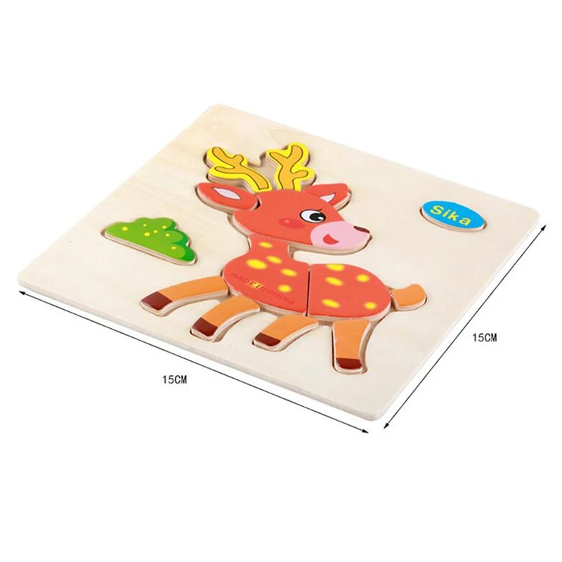 Montessori Toys Educational Wooden Toys for Children Early Learning Puzzle 3D Cartoon Animal Traffic Intelligence Puzzles