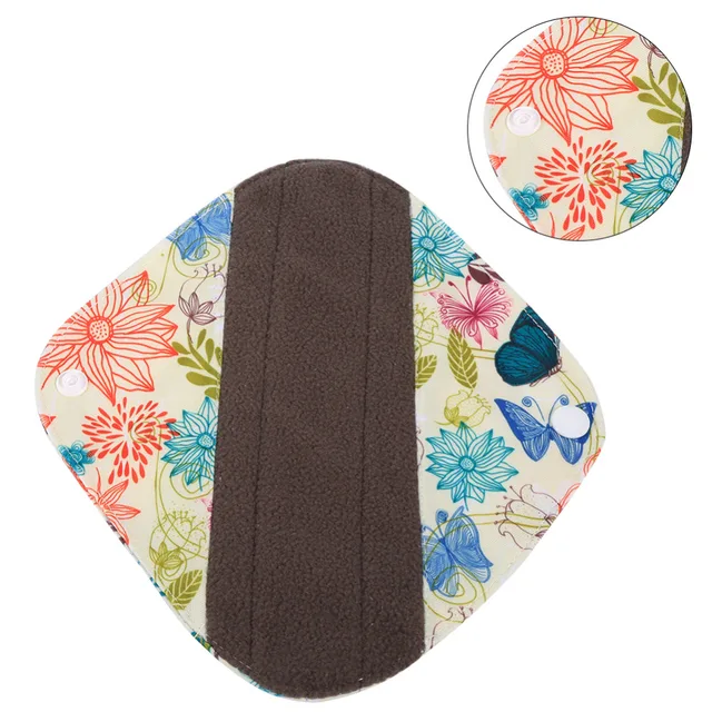 1PC Charcoal Bamboo Cloth Pads Bamboo Inner Washable Reusable Menstrual Pads Sanitary Pads Lady Cloth Pad Panty Liner 20x18cm