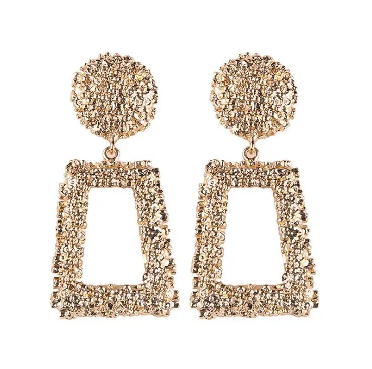

5 Colors Big Vintage Earrings for women gold color Geometric statement earring 2018 new metal earing Hanging fashion jewelry