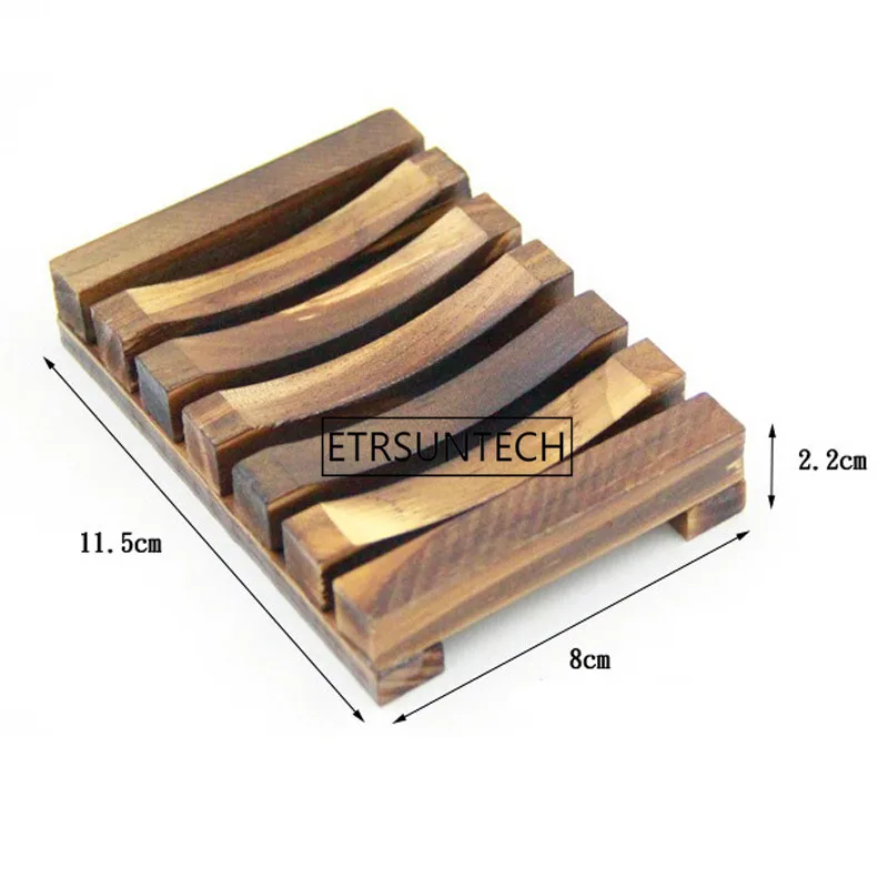 

200pcs/lot Wood Kitchen Bathroom Sponge Soap Dish Plate Box Holder Container Shelf,Size: 11.5x8x2.2cm ,Carbon Wood Color