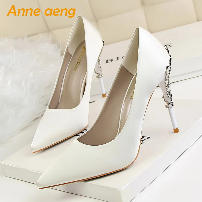 2019 New Women Pumps High Thin Heel Pointed Toe Shallow Sexy Ladies Bridal Wedding Women Shoes White High Heels Female Pumps
