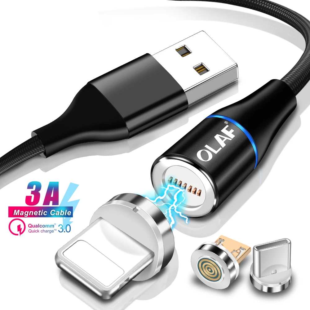 Олаф 3A Быстрая зарядка 3,0 USB Магнитный кабель Micro usb type C кабель для быстрой зарядки для iPhone XR samsung S9 S10 huawei Xiaomi mi9