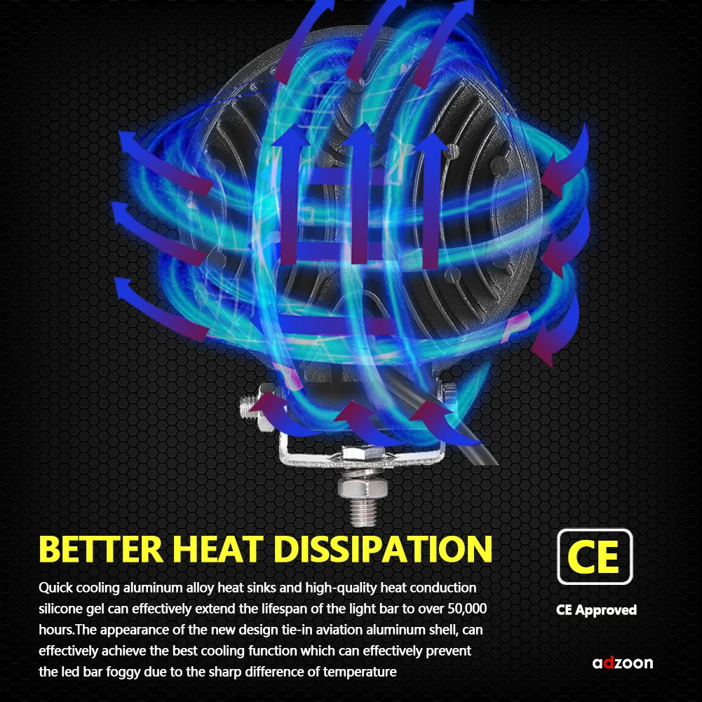 ADZOON 126 Вт 4 дюйма Автомобильный рабочий светильник 10 30 в 4WD 12 В для внедорожников, грузовиков, автобусов, лодок, противотуманный светильник, автомобильный светильник в сборе