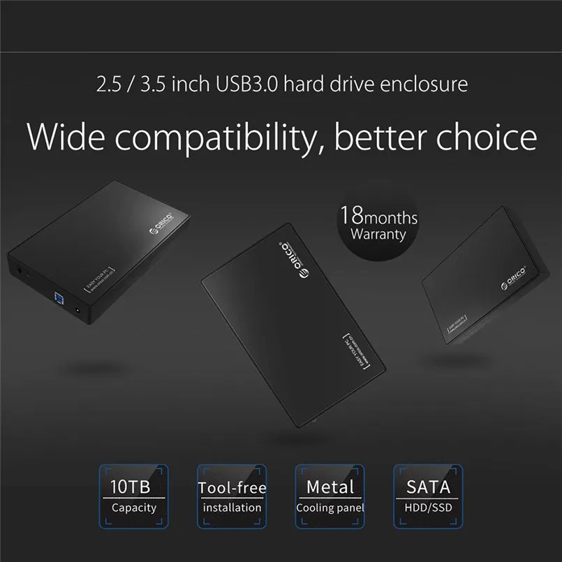USB 3.0 to SATA External 3.5 Hard Drive Enclosure Case For 3.5 SATA HDD and SSD Hard Disk Box 40JUN2701