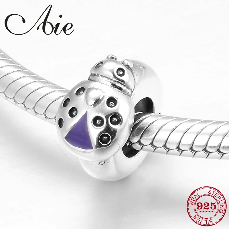 

Hot round Ladybug pattern shape 925 Sterling Silver Spacer stopper Beads Fit Original Pandora Charms Bracelets making