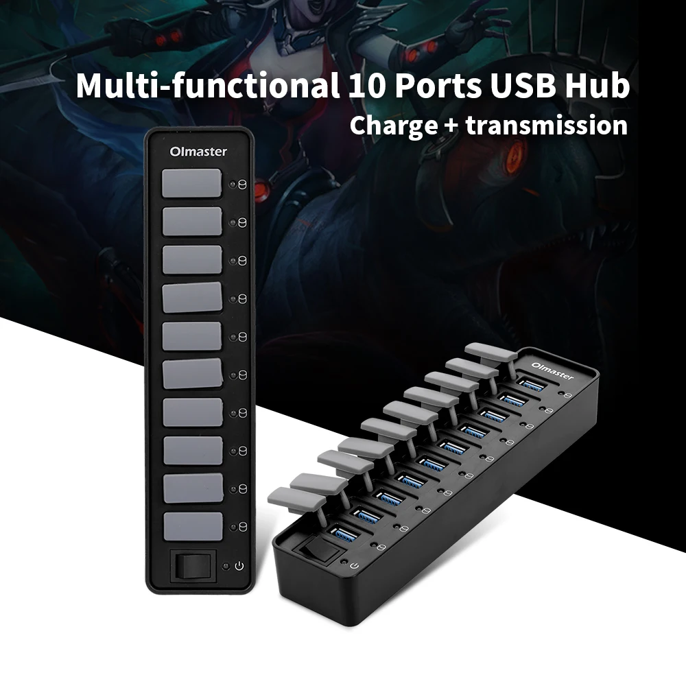 OImaster 10 портов USB3.0 концентратор 5 Гбит/с высокоскоростной Быстрая зарядка для