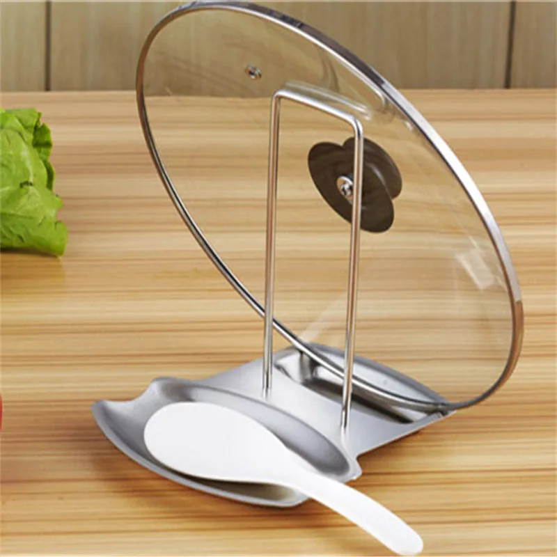 

Stainless Steel Detachable Holder Pan Pot Cover Lid Rack Stand Spoon Rest Stove Organizer Storage Soup Spoon Rests Kitchen Tools