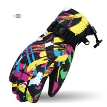 Новые лыжные перчатки женские модели, уличные водонепроницаемые ветрозащитные перчатки для альпинизма теплые-30 градусов перчатки с пятью пальцами один размер