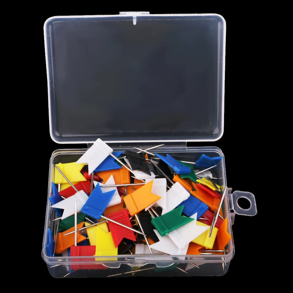 100pcs Flag Push Pin Marker Marking Pins Tacks Thumbtack for Notice Cork Board World Map