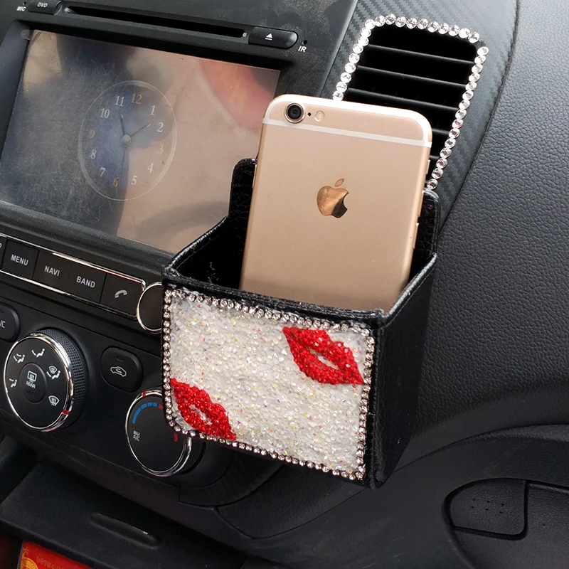 1pc auto pocket glove mobile phone grocery bags red lips sexy car