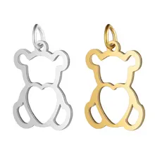 5 pçs/lote 100% aço inoxidável oco urso charme atacado diy jóias encontrando suprimentos diy jóias fazendo charme