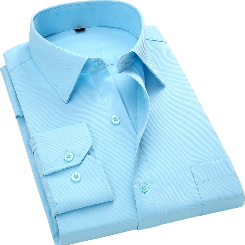 Vente Hommes D affaires Décontractée À Manches Longues de Chemise Sergé Solide Couleur Mâle Chemise Sociale Noir Bleu Blanc Violet Rouge Rose 4XL
