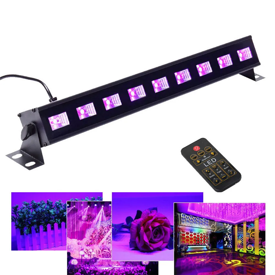 

Antikue Remote Black Light 27W LED UV Bar Glow Dark Party DMX Stage Lighting Effect DJ Disco Birthday Wedding Holiday Blacklight