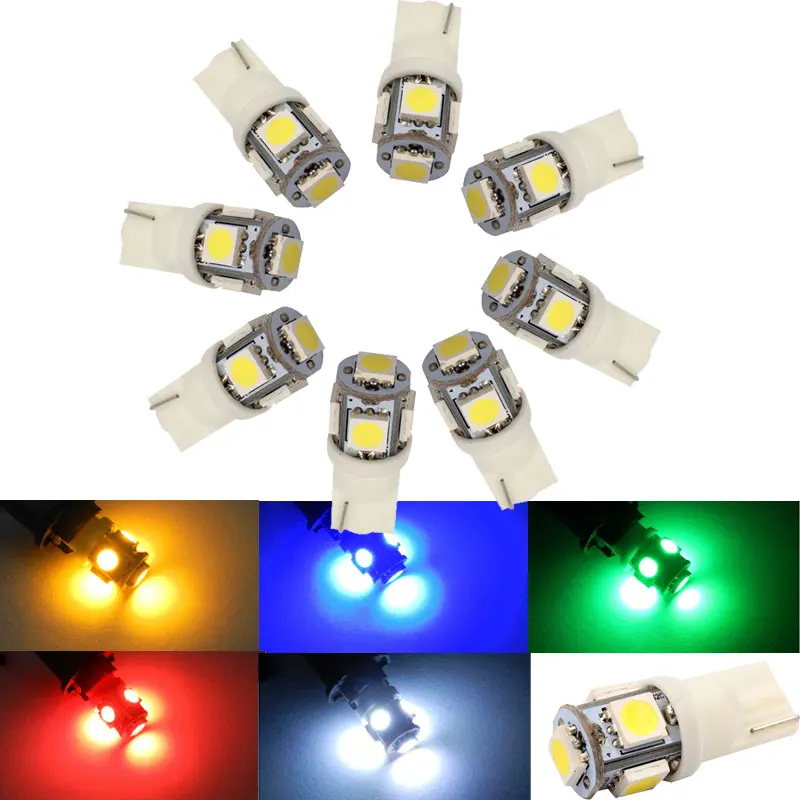 Car Light Bulbs Super Bright Turn Signal Bulb T10 5050 SMD 5 LED Wedge
