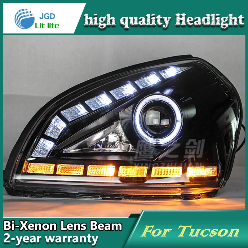 Car Styling Head Lamp case for Hyundai Tucson 2005-2009 Headlights LED Headlight DRL Lens Double Beam Bi-Xenon HID Accessories