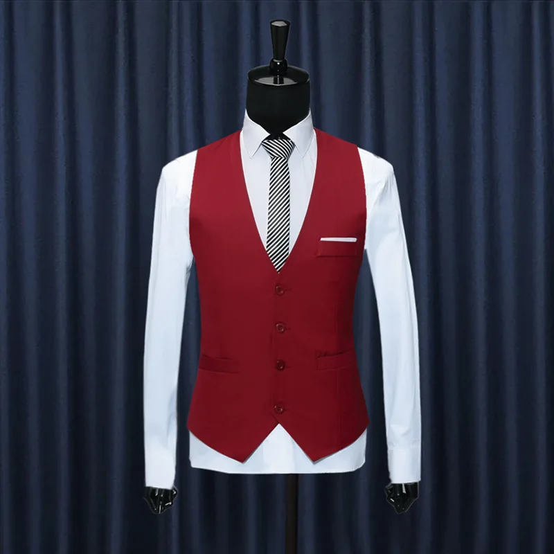 

Pure Color Men Waistcoat Business Banquet Wedding Male Vests S M L XL XXL XXXL