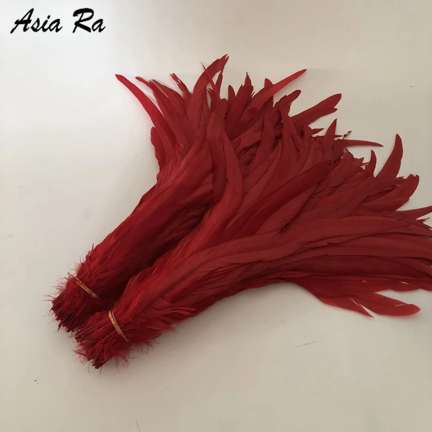 30 Pcs Red color coque tail feathers for craft