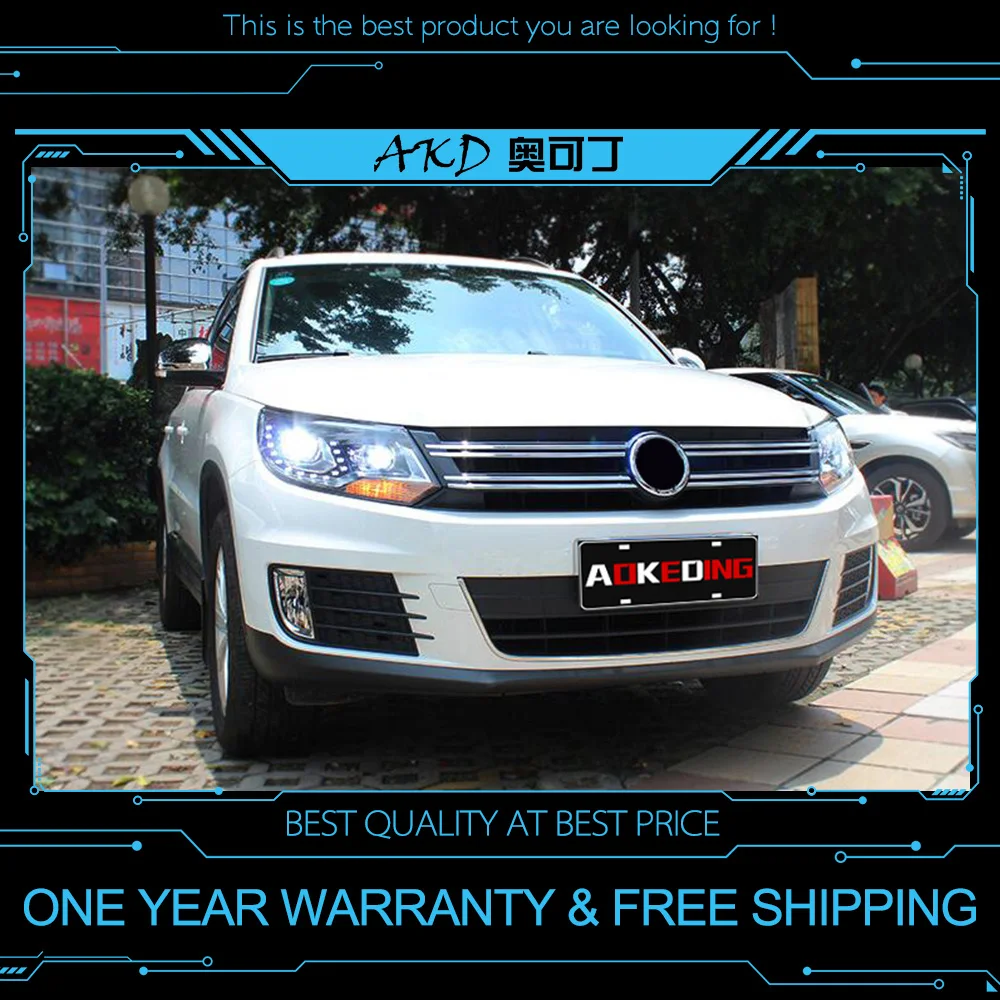  AKD tuning cars Headlight For VW Tiguan 2013 Headlights LED DRL Running lights Bi-Xenon Beam Fog li - 32887381068