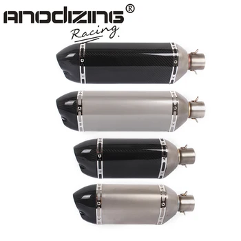 

51mm Motorcycle CARBON FIBER stainless steel Exhaust Pipe Escape Moto Double Mouth Muffler Pipe Case