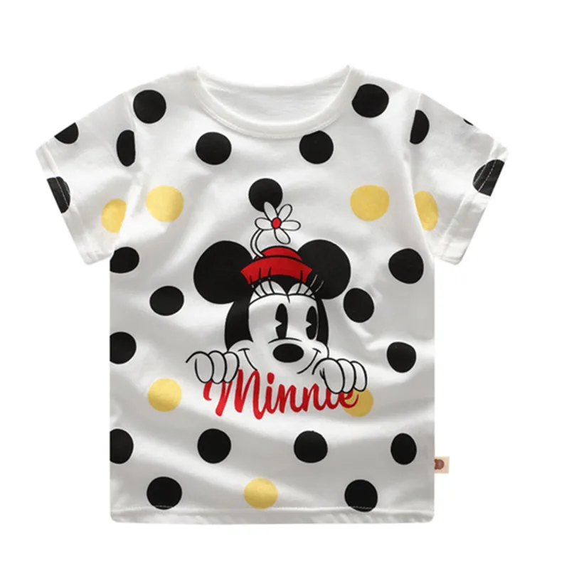 

2019 Mickey Summer Girls & Boys Short Sleeve T Shirts Cartoon Print T-shirt Striped Tee Shirt Cotton Boys Tops For Kids Clothing