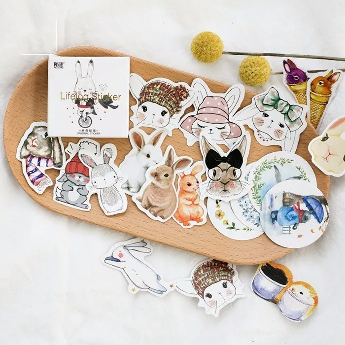 

45 PCS/Box Hello Rabbit Animals Mini Paper Sticker Decoration DIY Album Diary Scrapbooking Label Sticker Kawaii Stationery