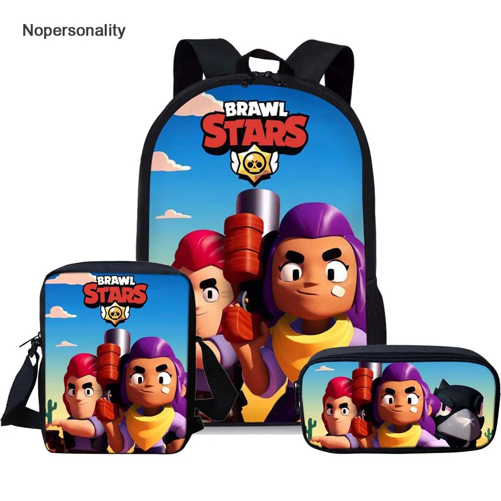 

Nopersonality Cartoon Brawl Stars Backpack for Teenage Boys Cool Kids Bagpack Set School Children Book Bags Mochila Escolar