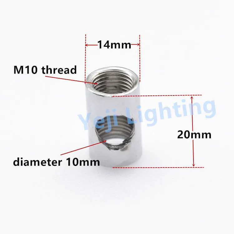 Description Picture 3 of itemtee coupling iron parts ceiling lamp joint lamp connector M10 thread tooth tube pipe ceiling canopy adapter for led pendant lamp