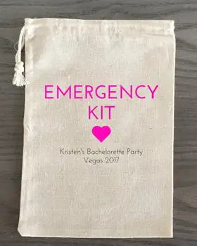 

custom wedding Emergency Kit Thank you Bags muslin favor gift Welcome Candy pouches Bachelorette bridal shower party gift bag