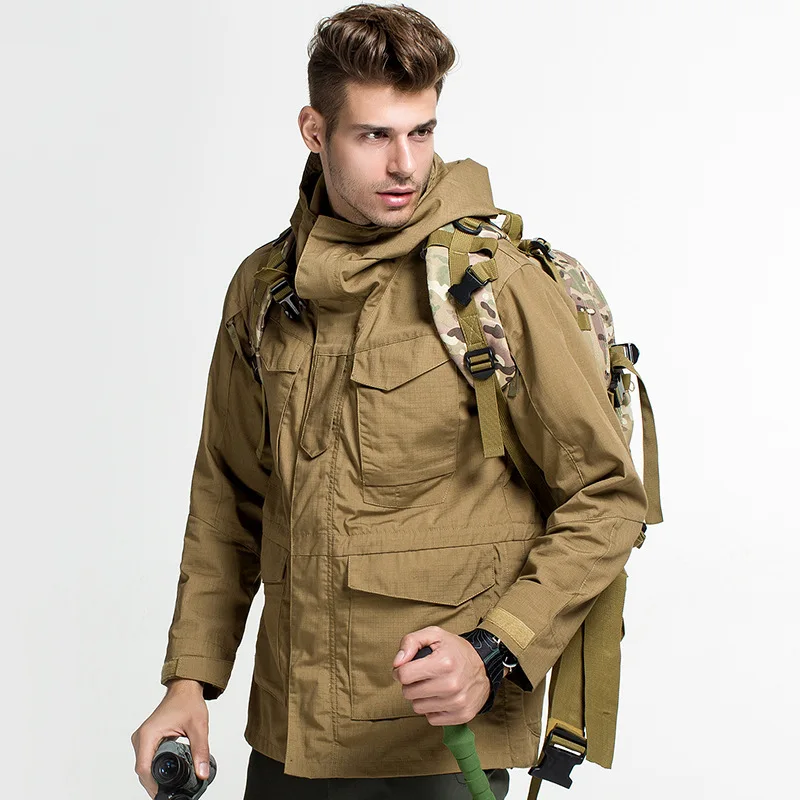 Для мужчин Военная тактическая куртка Для мужчин Водонепроницаемый ветрозащитное теплое пальто камуфляжной расцветки с капюшоном куртки камуфляжные плащ-Тренч Куртки пилота; Прямая поставка