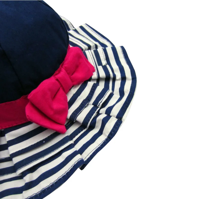 Rose Red Bow Baby Girls Hat Fashion Striped Bucket Hat For Girls Wide Brim Sun Cap Hat Spring Summer Panama Baby Girls Clothing (4)