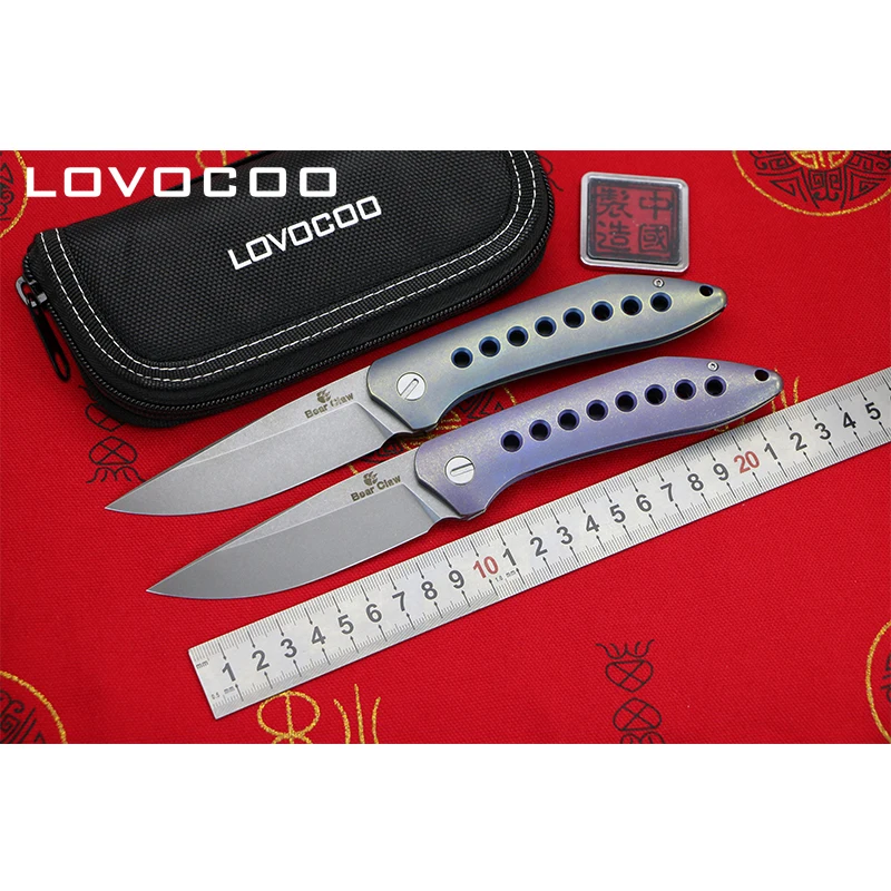 

LOCOVOO FLYING SHARK Flipper folding knife s35vn blade Titanium Handle Outdoor Camping EDC tools Hunting Hiking pocket knives