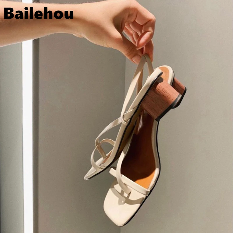 Шлепанцы Bailehou женские на квадратном каблуке летние уличные пляжные сандалии