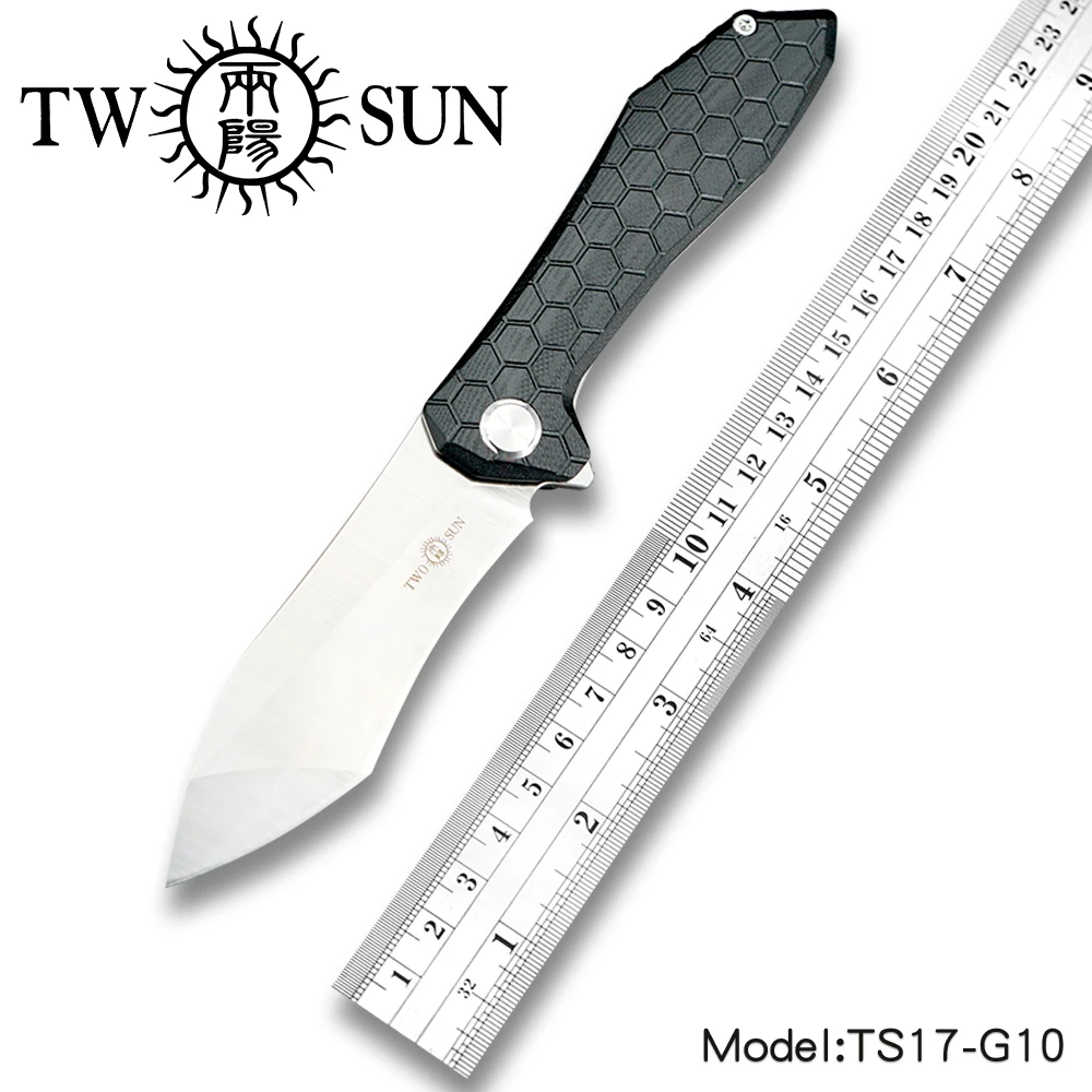 

TWOSUN D2 blade folding knife Pocket Knife tactical knife hunting knife Outdoor camping tool EDC Ball Bearings G10 Ripper TS17