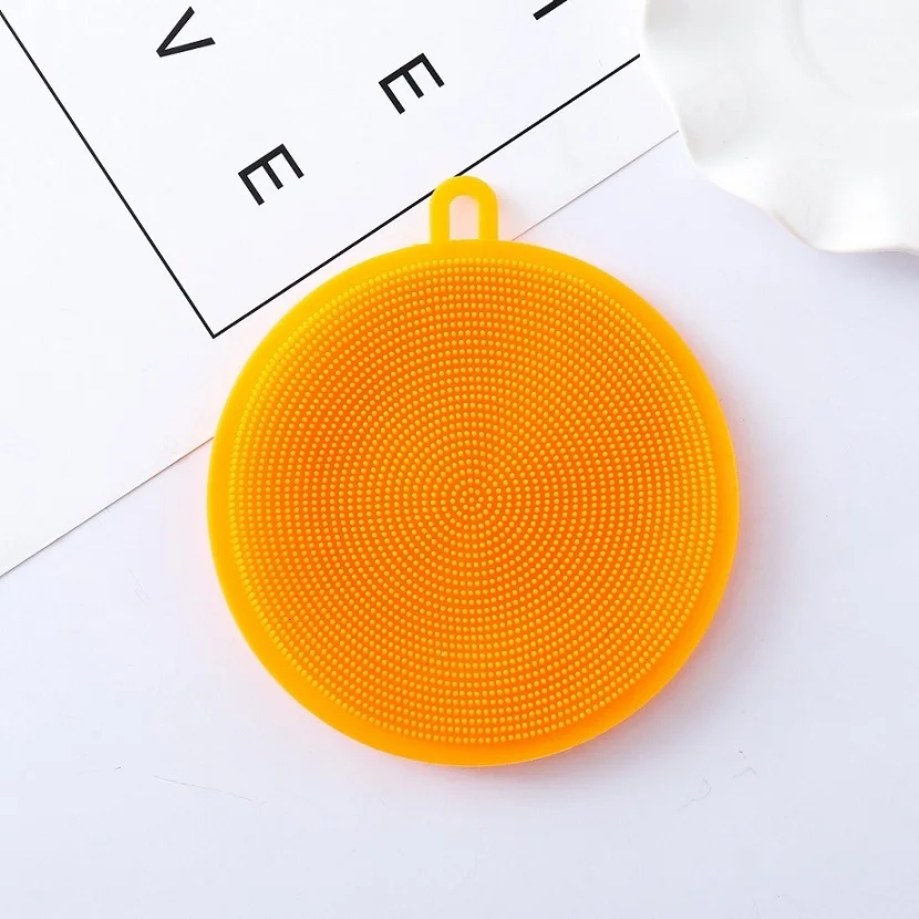 New Better Magic Sponge Silicone Scrubber For Mild Scrubbing Brush Bowl Pot Pan Cleaner Heat-resistant Pads 1PC Dropshipping - Цвет: SiliconeSpongeOrange