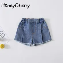 Новые летние брюки джинсы для девочек Детская куртка джинсы шорты для маленьких девочек короткие брюки для девочек