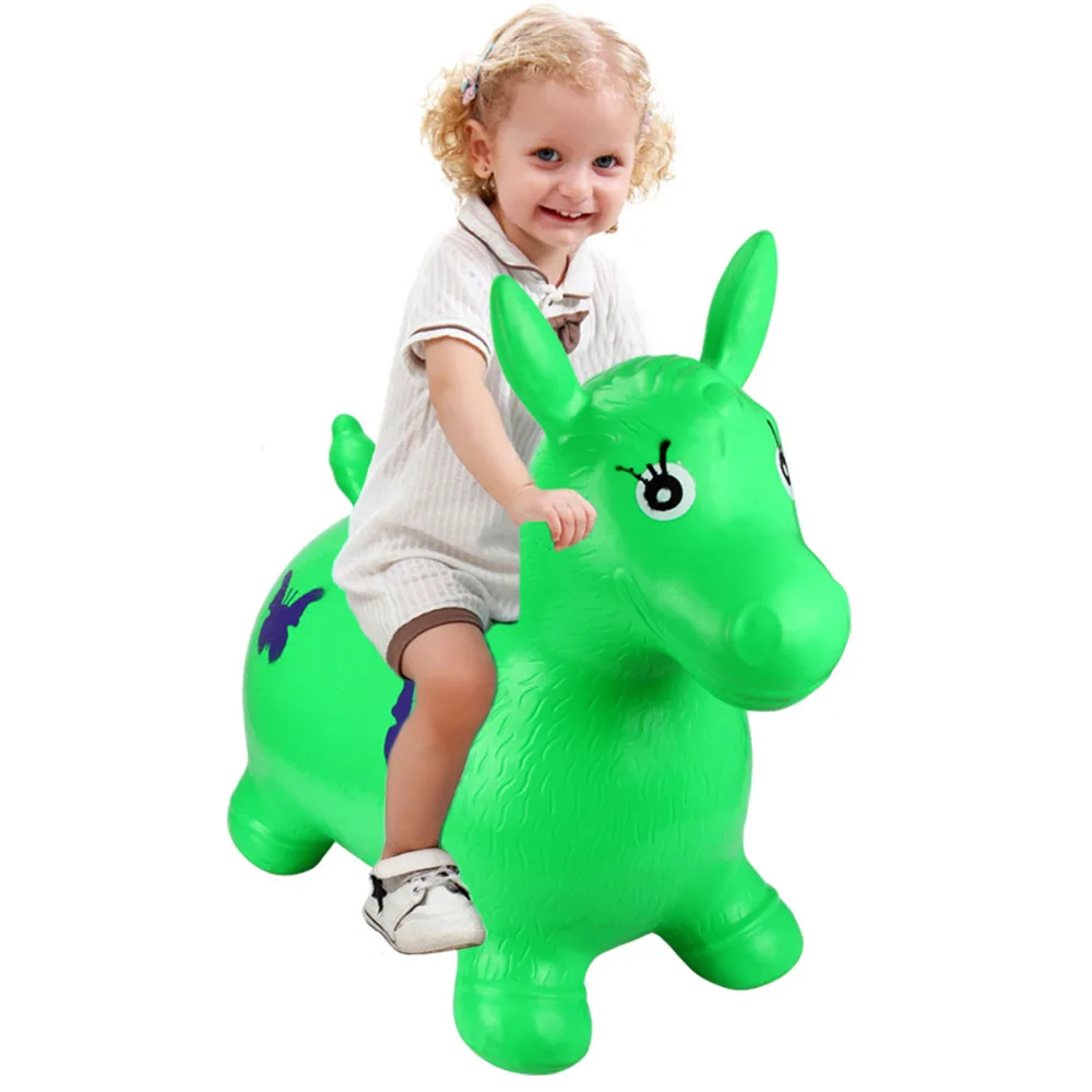 Kids Inflatable Horse Jump Bounce Space Hopper Outdoor Animal Ride On Toy Fun Jumping Horse Ride On Bouncy Play Toys Large Size