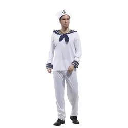 Fantasia Adulto белый человек матросские Костюмы военно-морская форма Хэллоуин Праздник Пурим карнавальные костюмы косплей