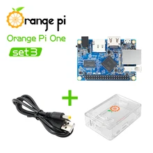 Orange Pi One Set3: Orange Pi One+ прозрачный ABS чехол+ USB к DC 4,0 мм-1,7 мм Кабель питания Поддержка Android, Ubuntu, Debian