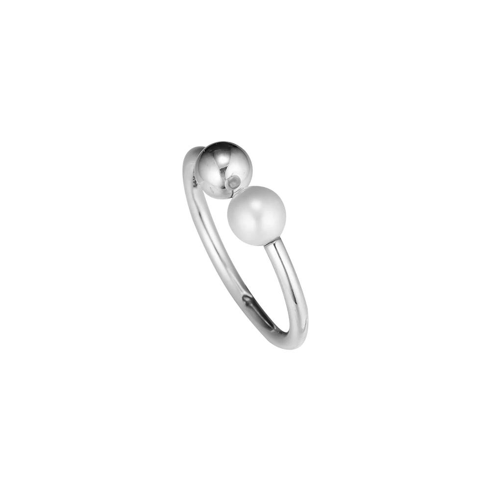 925 пробы 100% Серебро Современный жемчуг Открытое кольцо для женщин DIY ювелирные украшения SR187