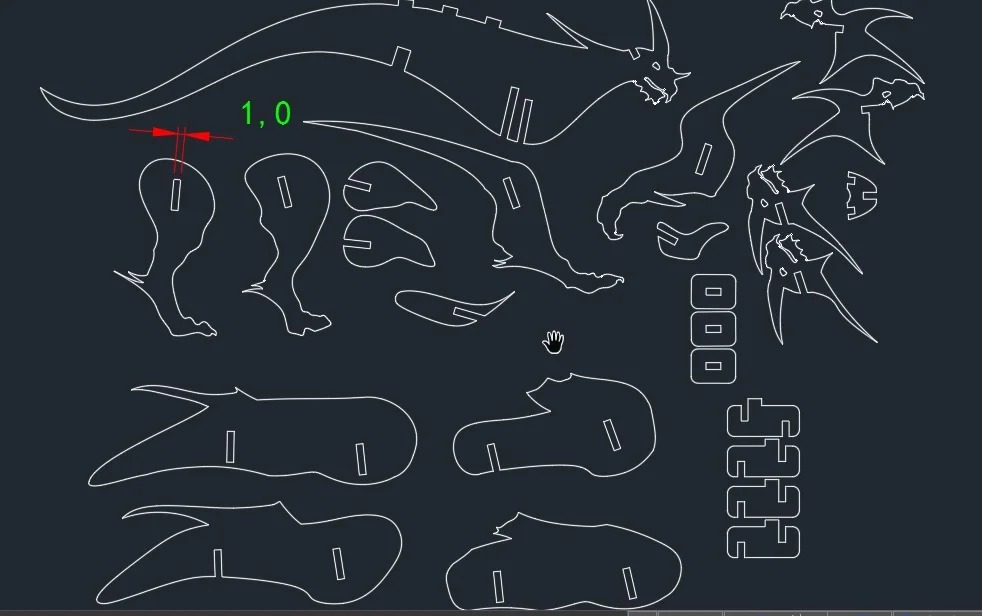 Восточный Динозавр Дракон DWG CAD чертежный файл для ЧПУ лазерной резки гравировки
