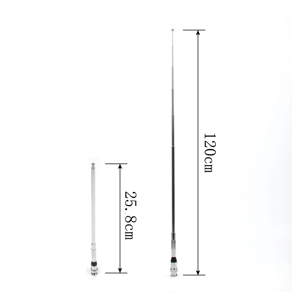 VHF 118-136mhz walkie talkie Гибкая Металлическая 1,2 m телескопическая антенна bnc разъем для fm-радио передатчик Любительское радио