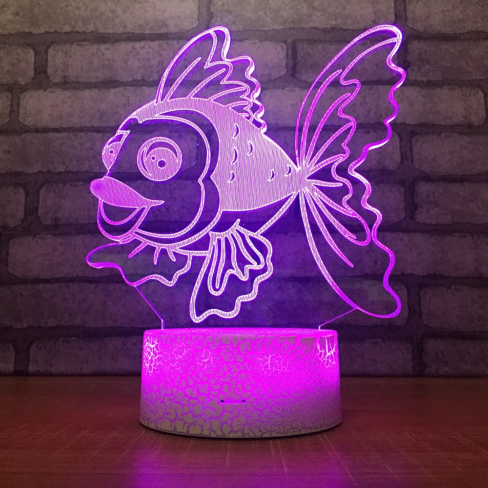 Ночник goldfish3D креативная Иллюзия 3d светодиодная лампа 7 цветов меняющаяся