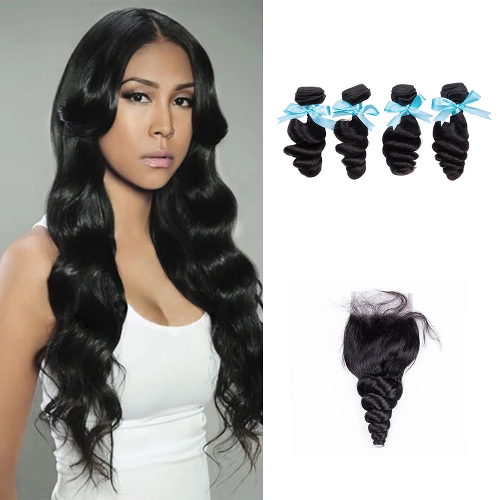

Sevengirls Natural Color Deep Curly 4Bundles With 4*4 Lace Closure 100% Virgin Human Hair Peruvian Raw Hair Free Shipping